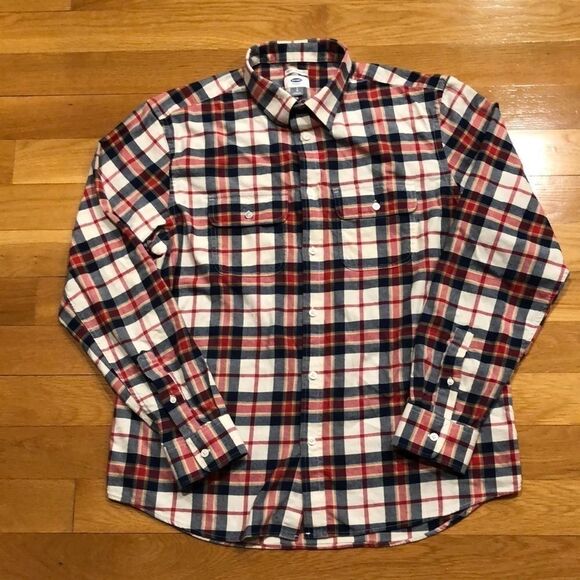 𝅺OLD navy men’s plaid shirt size large. - Picture 1 of 6